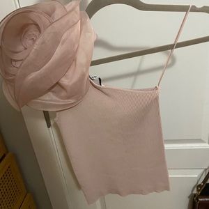 Zara one shoulder flower blouse